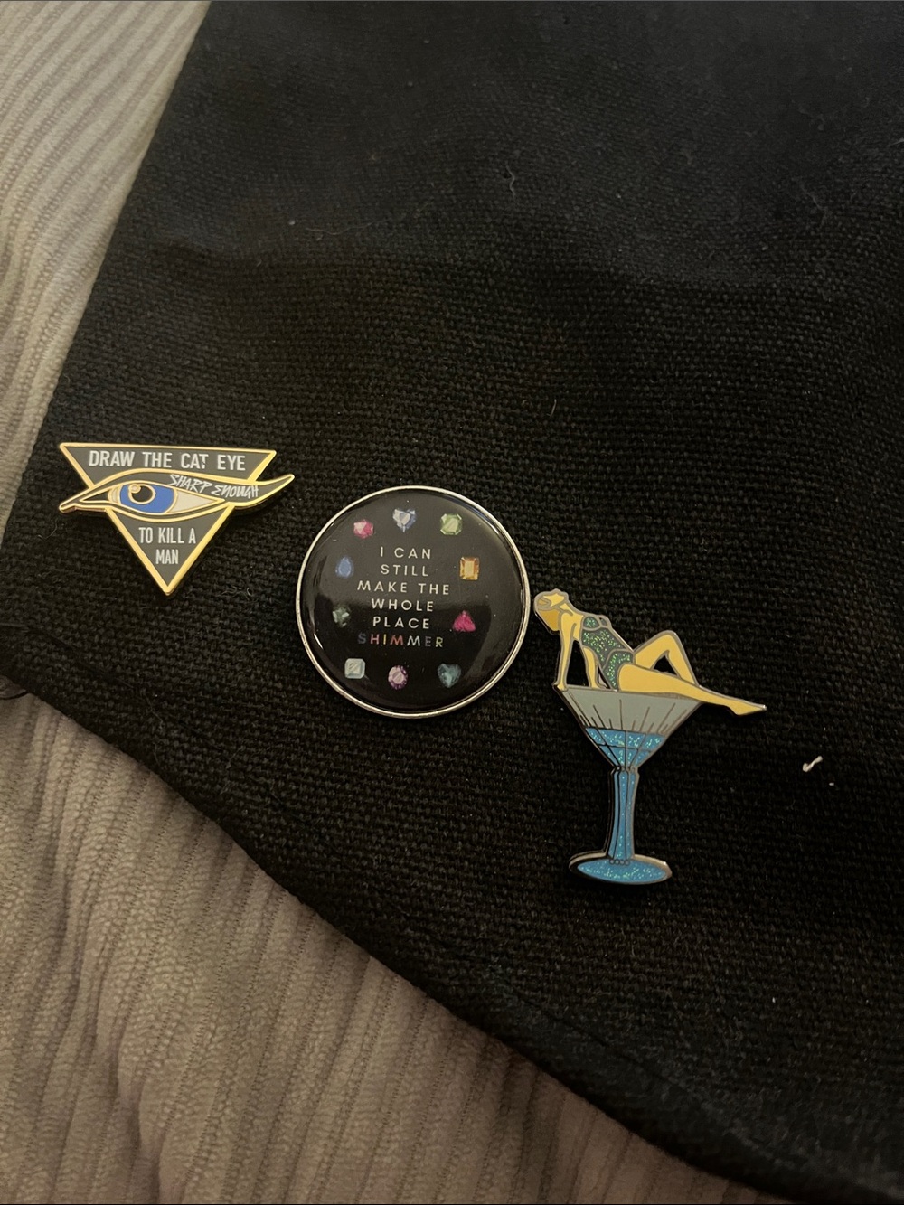 Taylor Swift Black Enamel Lapel Pin Set - Cocktail & Quote Designs